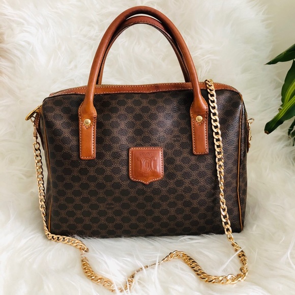 Vintage Celine Macadam Leather Crossbody Handbag - Picture 1 of 3